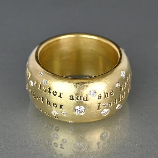 Heather B. Moore 14K Gold Sister Quote Diamond Ring