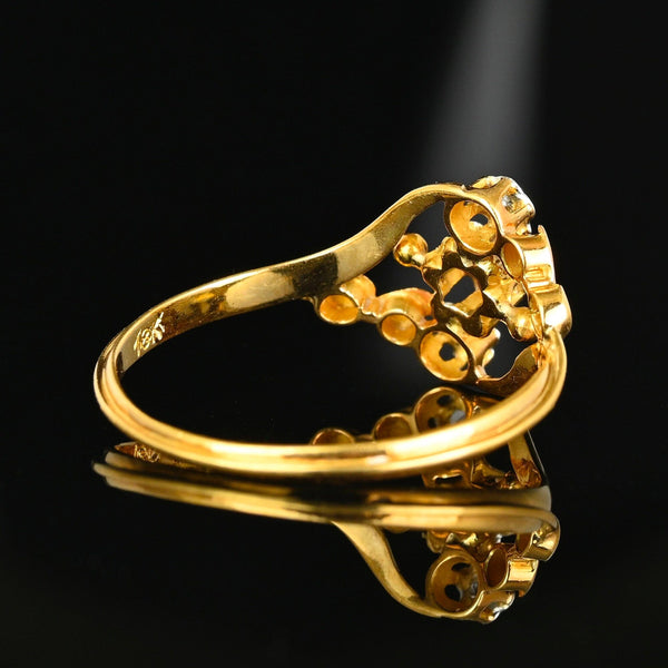 Antique 18K Gold Leaf Forget Me Not Rose Cut Diamond Ring - Boylerpf