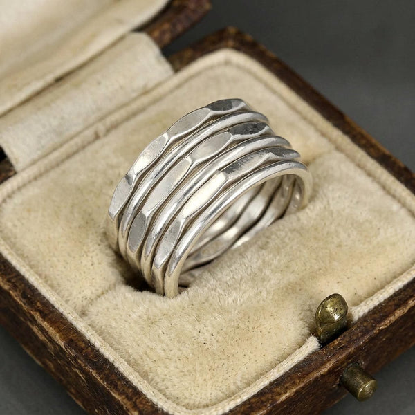 Vintage Sterling Silver Stackable Band Rings Set of 6