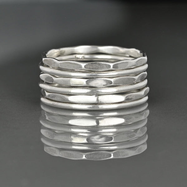 Vintage Sterling Silver Stackable Band Rings Set of 6