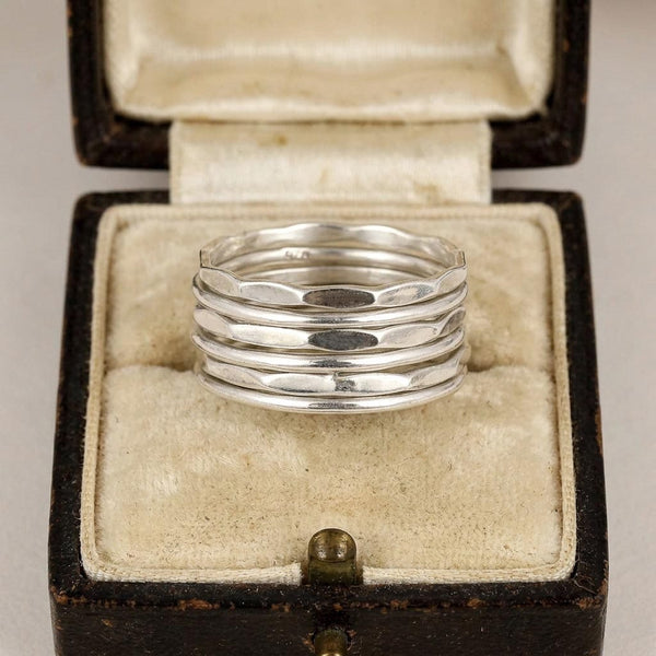 Vintage Sterling Silver Stackable Band Rings Set of 6