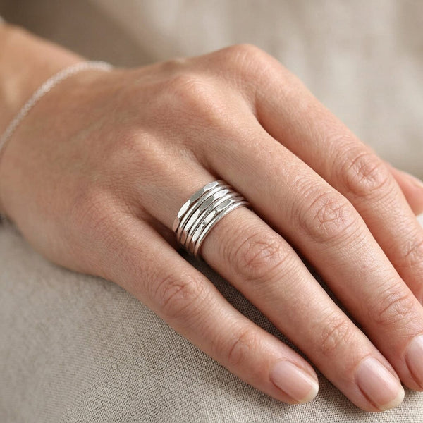 Vintage Sterling Silver Stackable Band Rings Set of 6