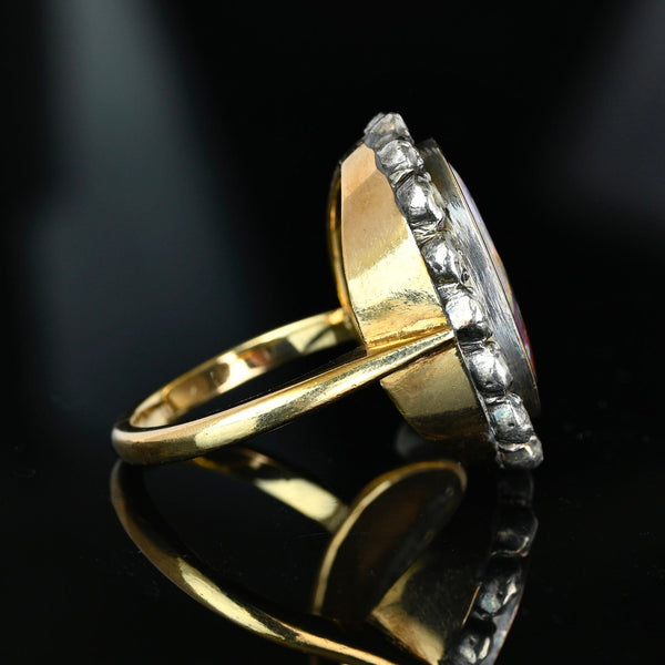 Antique Georgian Rose Cut Diamond Enamel Cupid Ring - Boylerpf