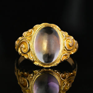 Antique Edwardian 14K Gold Cabochon Amethyst Ring - Boylerpf