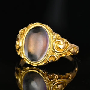 Antique Edwardian 14K Gold Cabochon Amethyst Ring - Boylerpf