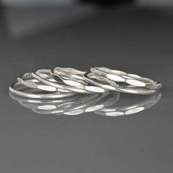 Vintage Sterling Silver Stackable Band Rings Set of 6