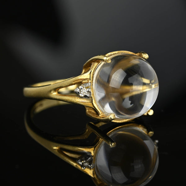 Fine Gold Pools of Light Diamond Rock Crystal Ring - Boylerpf
