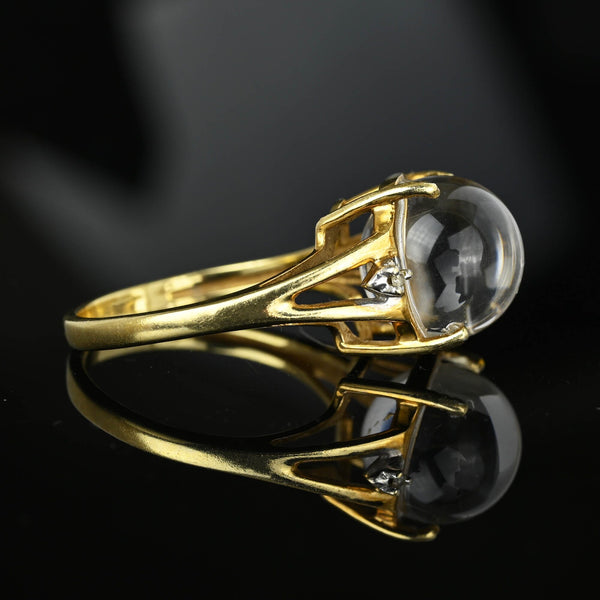 Fine Gold Pools of Light Diamond Rock Crystal Ring - Boylerpf