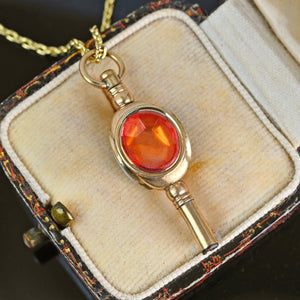 Antique Citrine White Chalcedony Pocket Watch Key Pendant - Boylerpf