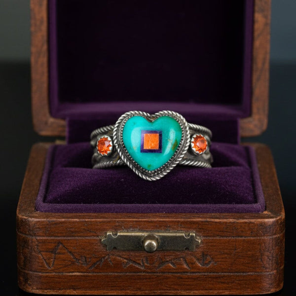 Aldrich Art Jewelry Turquoise Heart Ring Sterling Silver