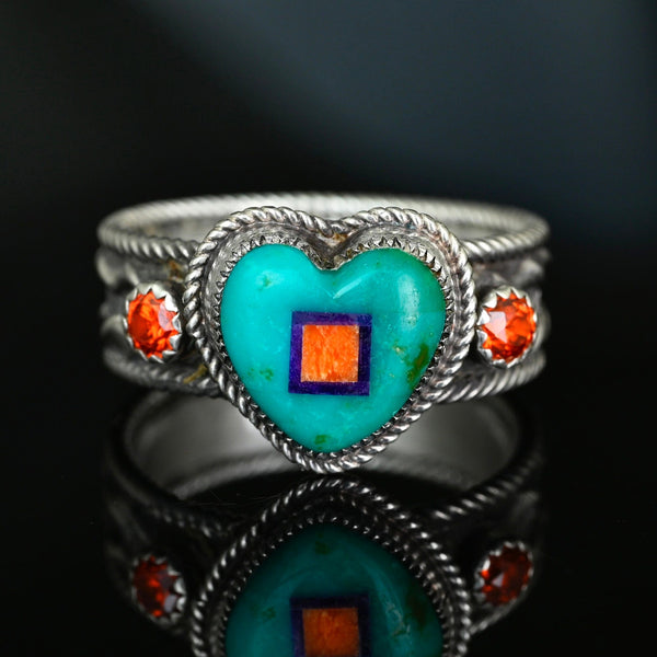 Aldrich Art Jewelry Turquoise Heart Ring Sterling Silver