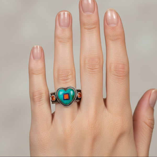 Aldrich Art Jewelry Turquoise Heart Ring Sterling Silver