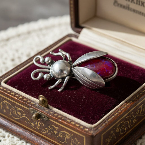 Art Deco Dragon’s Breath Bug Brooch in Silver - Boylerpf