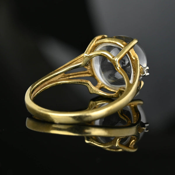 Fine Gold Pools of Light Diamond Rock Crystal Ring - Boylerpf