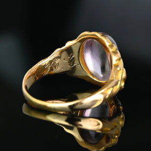 Antique Edwardian 14K Gold Cabochon Amethyst Ring - Boylerpf