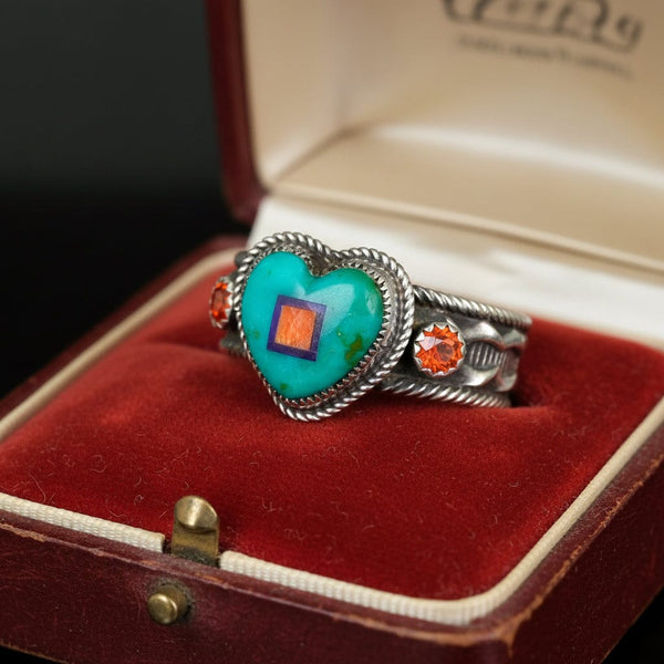 Aldrich Art Jewelry Turquoise Heart Ring Sterling Silver