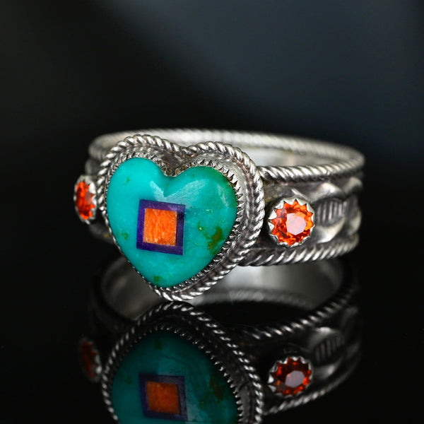 Aldrich Art Jewelry Turquoise Heart Ring Sterling Silver