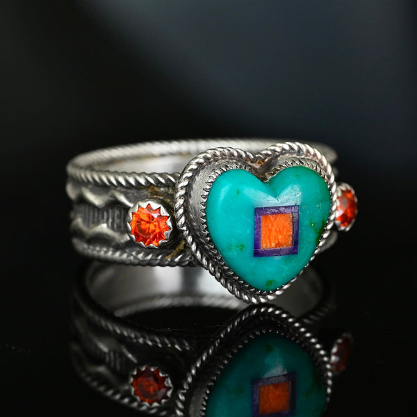 Aldrich Art Jewelry Turquoise Heart Ring Sterling Silver
