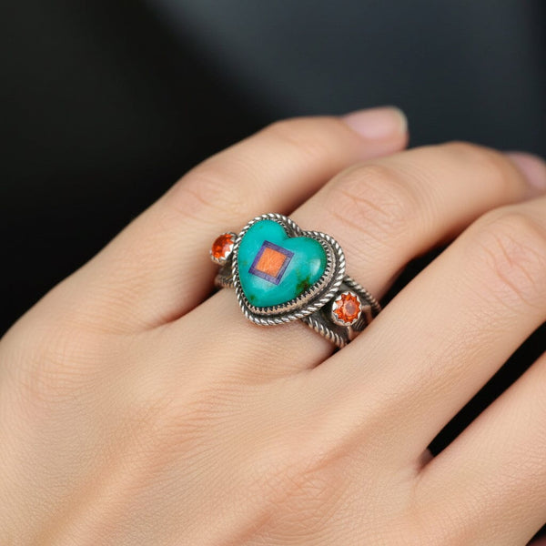 Aldrich Art Jewelry Turquoise Heart Ring Sterling Silver