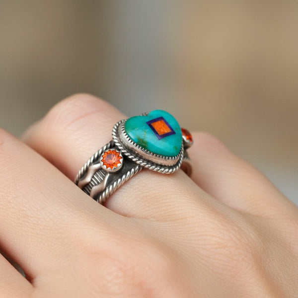Aldrich Art Jewelry Turquoise Heart Ring Sterling Silver