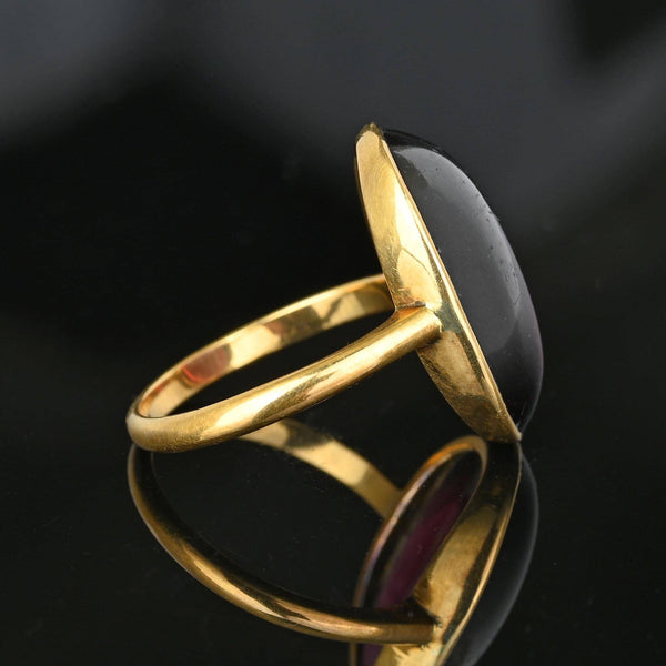 Art Deco 14K Gold Red Tourmaline Cabochon Ring - Boylerpf