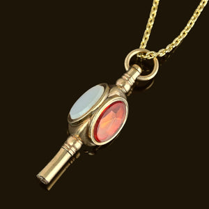 Antique Citrine White Chalcedony Pocket Watch Key Pendant - Boylerpf