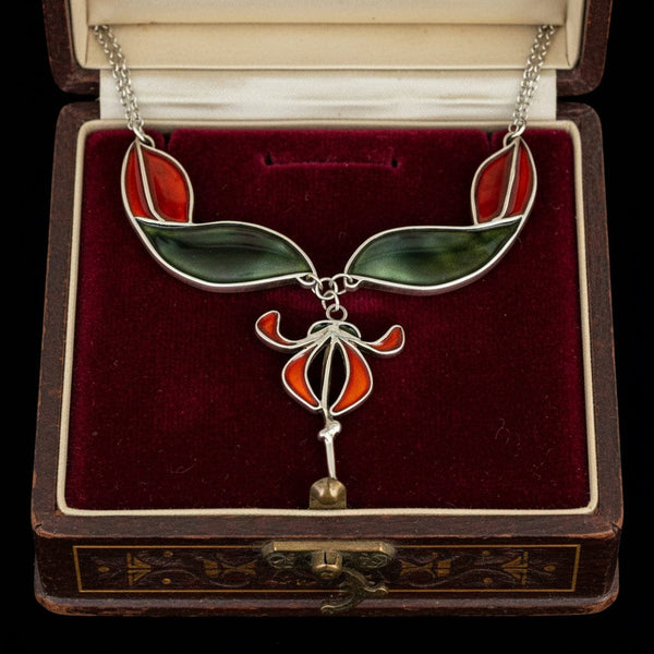 Pat Cheney Scottish Enamel Pendant Necklace, Art Nouveau - Boylerpf