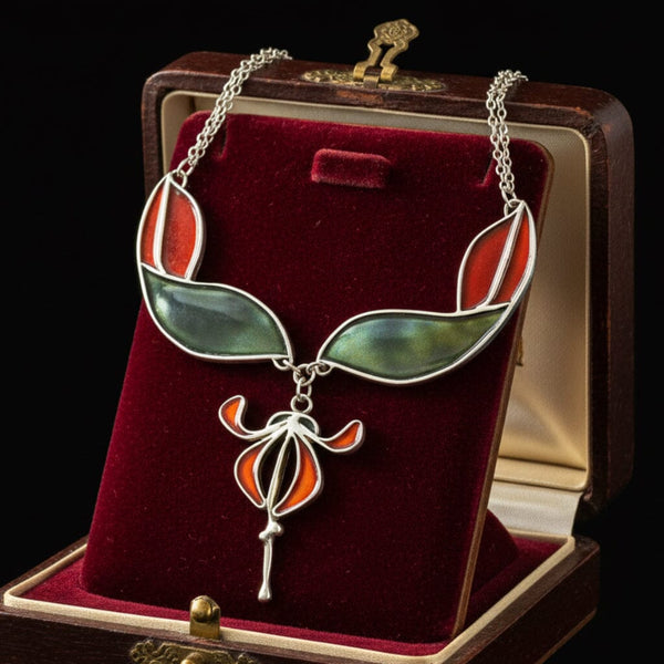 Pat Cheney Scottish Enamel Pendant Necklace, Art Nouveau - Boylerpf