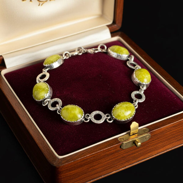 Arts & Crafts Scottish Iona Marble Sterling Silver Bracelet