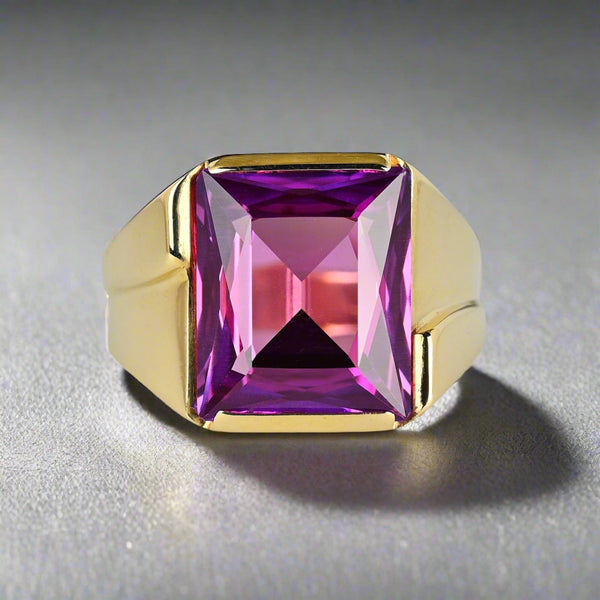Vintage Gold 7.5 CTW Pink Sapphire Signet Ring - Boylerpf