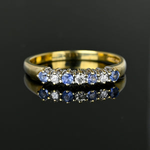 Vintage Ceylon Sapphire Diamond Ring Band in Gold - Boylerpf