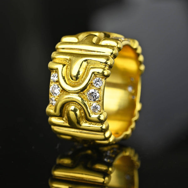 Wide Full Eternity 18K Gold Diamond Ring Band - Boylerpf