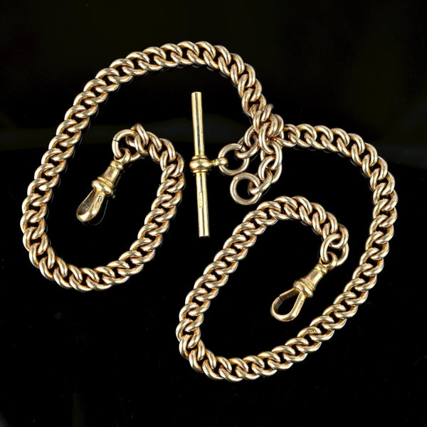 Antique Double Albert Rolled Gold Pocket Watch Chain - Boylerpf