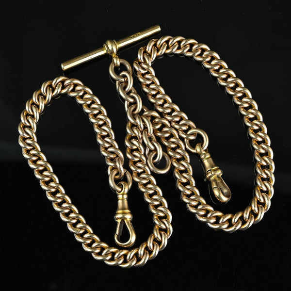 Antique Double Albert Rolled Gold Pocket Watch Chain - Boylerpf