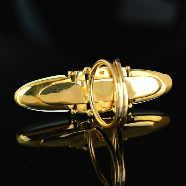 Vintage Lapis Chrysoprase Navette Ring 18K Gold Statement