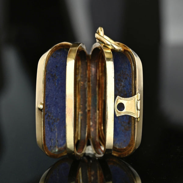 Antique Gold Enamel Double Sided Four Compartment Locket - Boylerpf