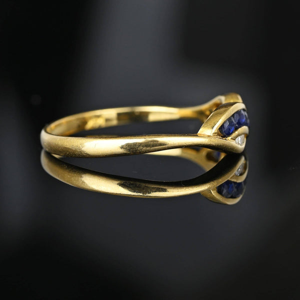 Vintage 14K Gold Channel Set Sapphire Diamond Ring Band - Boylerpf