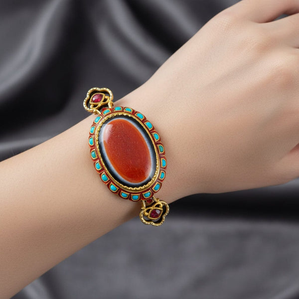 18th Century Mughal 22K Gold Ruby Turquoise Bazuband Pendant