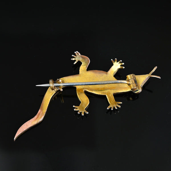 Antique Victorian Lizard Salamander Garnet Brooch