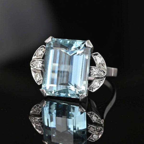 Final Payment Art Deco Platinum Diamond Aquamarine Ring - Boylerpf