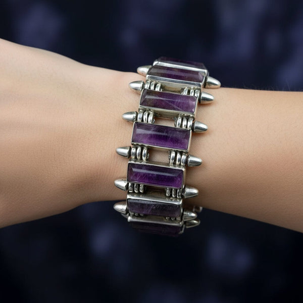 Antonio Pineda Taxco Sterling Silver Amethyst Bracelet