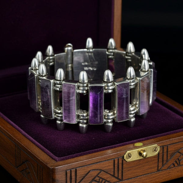 Antonio Pineda Taxco Sterling Silver Amethyst Bracelet