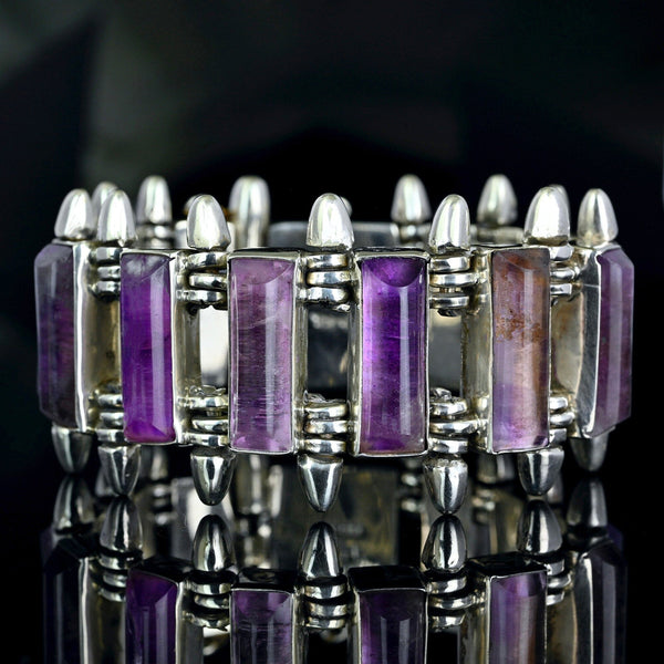 Antonio Pineda Taxco Sterling Silver Amethyst Bracelet
