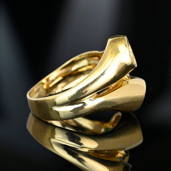 Vintage Italian Harlequin Gemstone Ring 14K Gold Wide Band