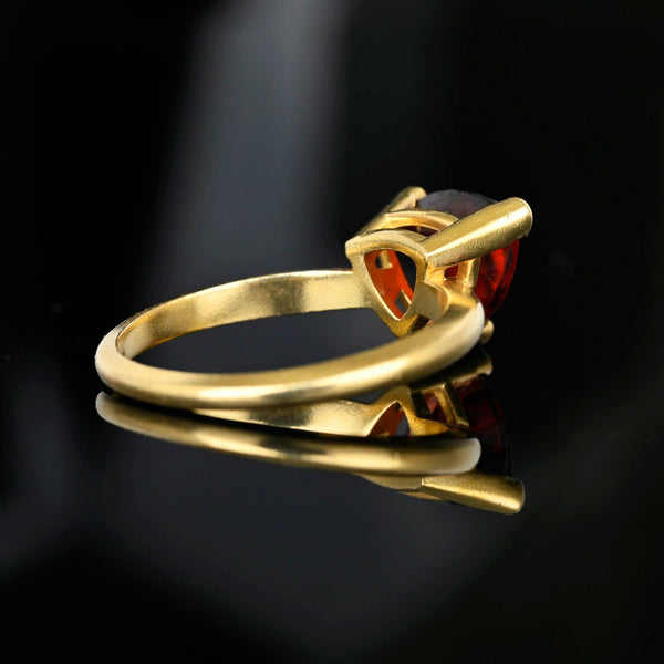 Vintage 14K Gold Solitaire Trillion Cut Garnet Ring - Boylerpf