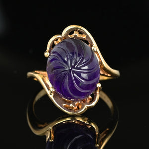 ON LAYAWAY Fancy Cut Carved Amethyst Cabochon Ring in Gold - Boylerpf