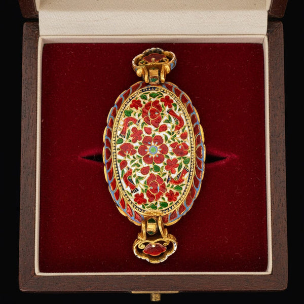 18th Century Mughal 22K Gold Ruby Turquoise Bazuband Pendant