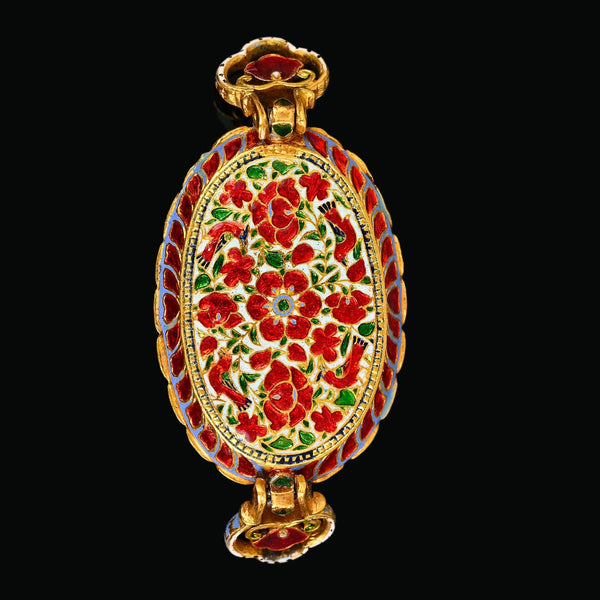 18th Century Mughal 22K Gold Ruby Turquoise Bazuband Pendant