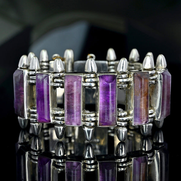 Antonio Pineda Taxco Sterling Silver Amethyst Bracelet