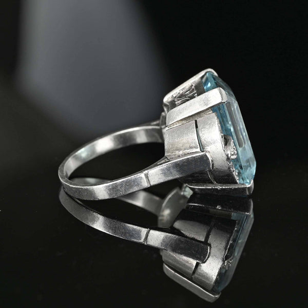 Final Payment Art Deco Platinum Diamond Aquamarine Ring - Boylerpf